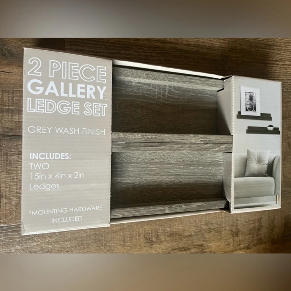 Rustic Gray Wall Shelf Set-2 Piece. New in box. 15in x 4in x2in